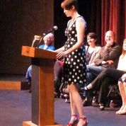 Here I am at Listen To Your Mother 2013, reading "The Guilt, the Crippling Mommy Guilt!" Photo credit: Fred Holden